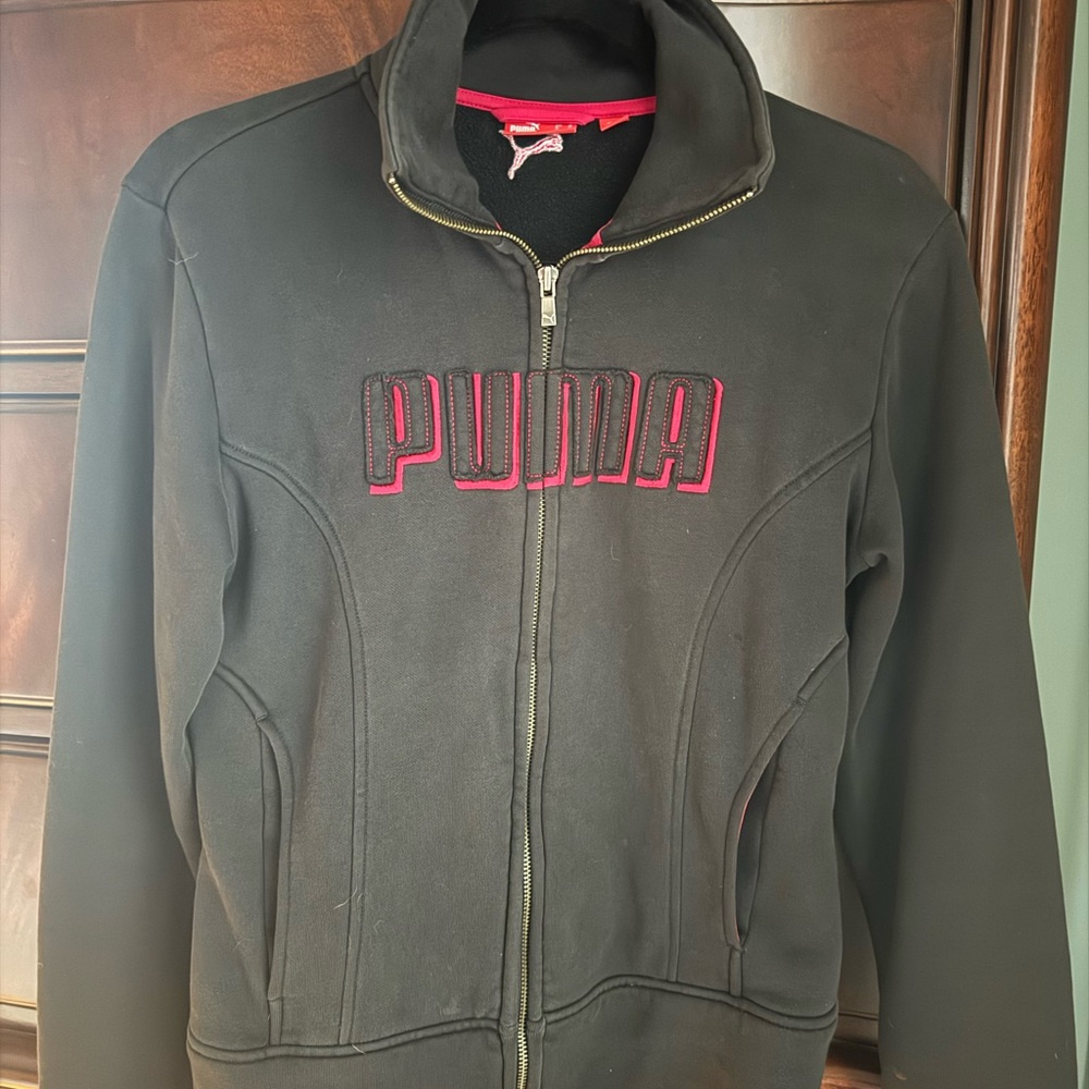 PUMA Women's Black Bomber Jacket with red Accents